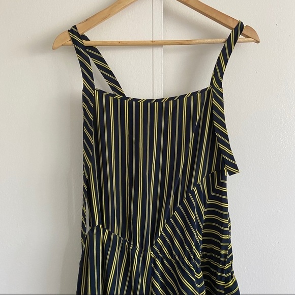 Nina Ricci Silk Striped Asymmetric Midi sleeveless Dress Size 36 US 4-6 - Picture 6 of 12
